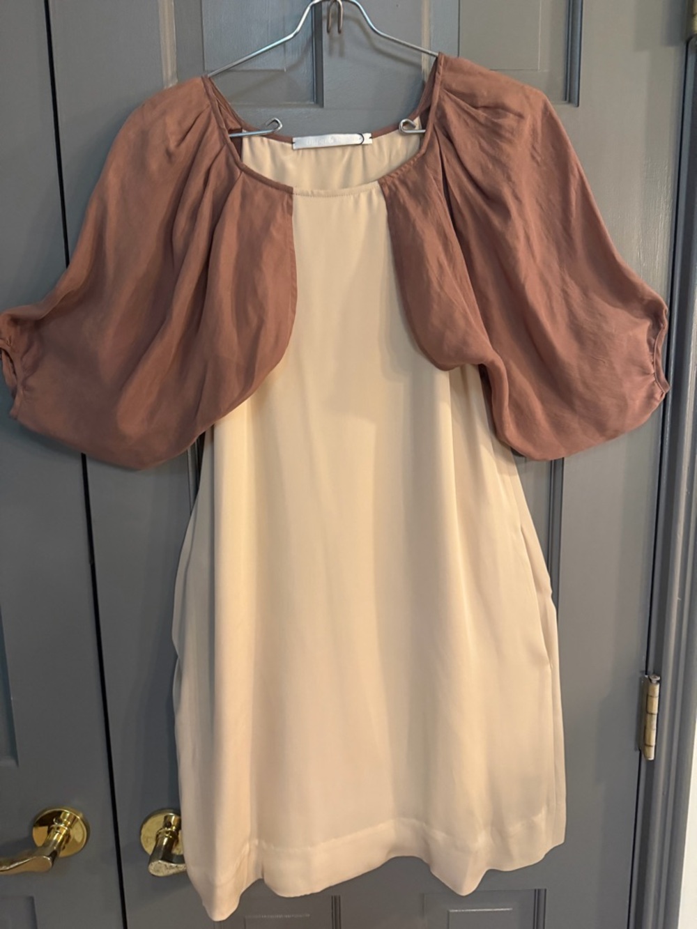 Cream Mini Dress with Dusty Rose Bolero Sleeve